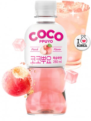 Bebida Coreana Jelly Sabor Melocotón | Coco Ppuyo 280 ml.