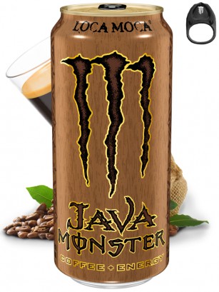 Bebida Energética con Café Monster Java Loca Moca | Anilla Negra | USA 443 ml.