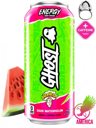 Bebida Energética Ghost | Sabor Chuche Warheads Sour de Sandía 473 ml.