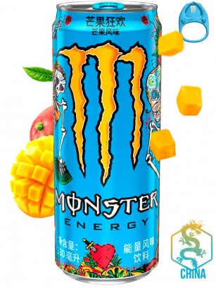 Bebida Energética Monster Mango Loco | Anilla Azul | Edición China 330 ml.