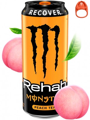 Bebida Energética Monster Rehab Recover Peach Tea | Anilla Naranja | USA 458 ml.