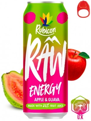 Bebida Energética de Manzana y Guayaba | 20% Zumo | Rubicon Raw 500 ml.