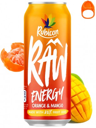 Bebida Energética de Naranja y Mango | 21% Zumo | Rubicon Raw 500 ml.