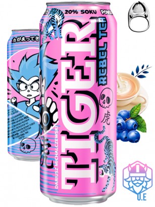 Bebida Energética de Té con Leche y Arándanos | Tiger Rebel Tea 500 ml.