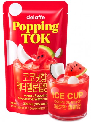 Bebida Coreana de Coco y Sandía con Bobas de Yogur Pouch | Popping Tok 230 ml.