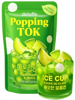 Bebida Pouch Coreana de Melón con Bobas de Yogur | Popping Tok 230 ml.