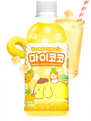 Bebida Coreana Pompompurin Jelly de Piña | Sanrio 340 ml.