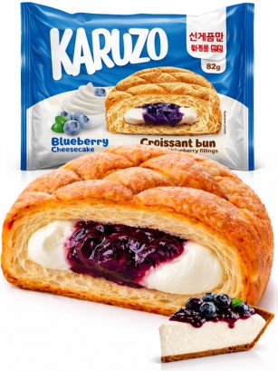 Bollo estilo Meronpan de Crema de Cheese Cake y Arándanos 82g.