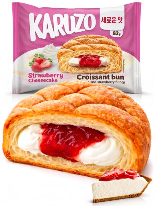 Bollo estilo Meronpan de Crema Cheese Cake y Fresa 82g.