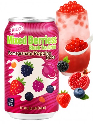 Bebida Bubble Tea Frutos Rojos con Bobas de Granada | 340 ml.