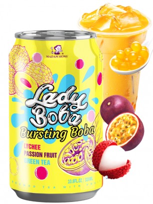 Bebida Bubble Tea de Lichi y Maracuya | Lady Boba 320 ml.
