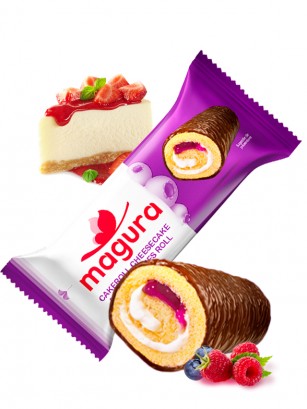 Cake Roll de Chocolate, Crema y Mermelada Frutas del Bosque 35 grs.