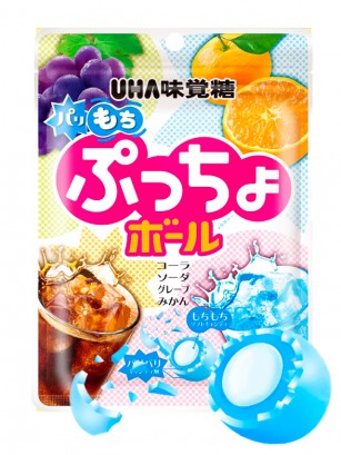 Caramelos Japoneses Cola, Soda Ramune, Uva y Mandarina | UHA 50 grs.