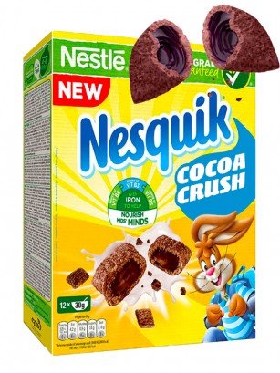 Cereales Almohadillas Chocolateadas rellenas de Chocolate Nesquik 360 grs.