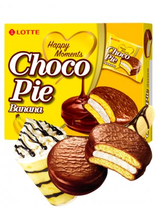 Choco Pie Coreano relleno de Crema de Banana | 12 Uds.
