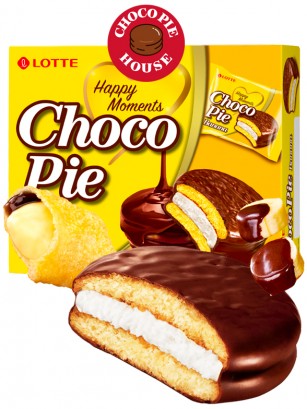 Choco Pie Coreano relleno de Crema de Banana | 12 uds.