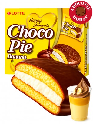 Choco Pie Coreano relleno de Crema de Banana | 12 uds.