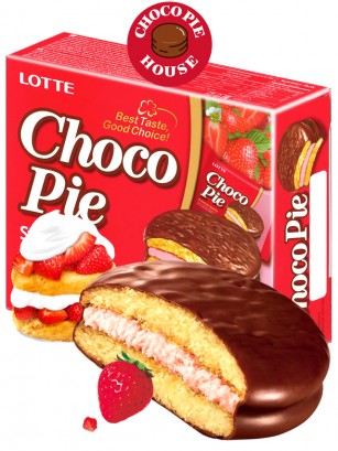 Choco Pie Coreano relleno de Crema de Fresa | 12 Uds.