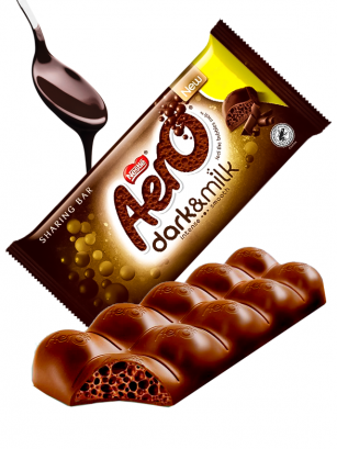 Chocolate Aero relleno de Mousse de Chocolate Negro y Leche 90 grs.