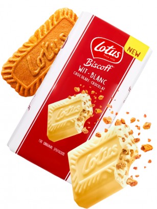 Tableta de Chocolate Blanco con Lotus 180 grs.