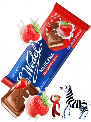 Chocolate de Fresas con Nata | Wedel Lotte 100 grs.