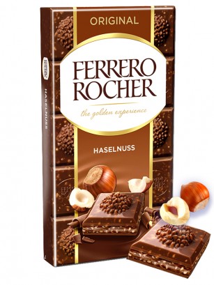 Tableta de Chocolate de Ferrero Rocher 90 grs.