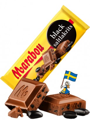 Chocolate Sueco Marabou con Pepitas Regaliz Salado 90g.