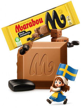 Chocolate Sueco Marabou con Pepitas Regaliz Salado 90g.