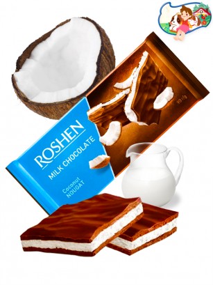 Chocolate Roshen Relleno de Nougat de Coco 90 grs