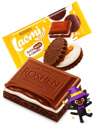 Chocolate Roshen | Doble Choco Caramel White & Black Cookies | Dairy Sweets 100g.