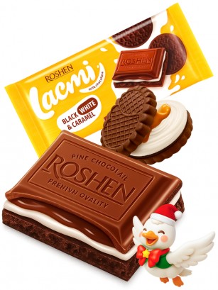 Chocolate Roshen | Doble Choco Caramel White & Black Cookies | Dairy Sweets 100g.