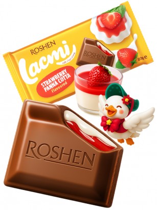 Chocolate Roshen de Pannacotta de Fresa | Dairy Sweets 90g.