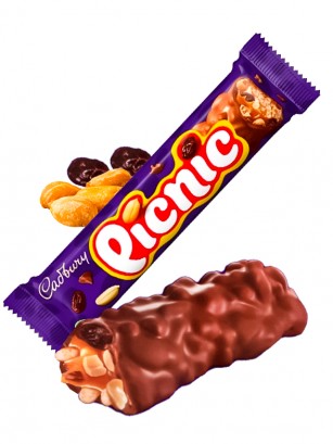 Barrita de Chocolate Cadbury con Cacahuetes y Pasas | Picnic 48 grs
