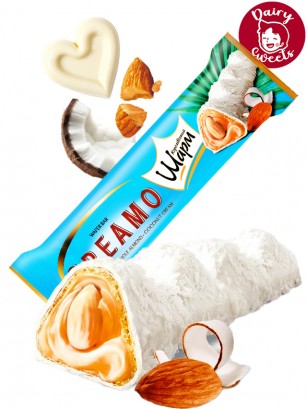 Chocolatina Waffer Choco Blanco con Almendra y Crema Coco | Dairy Sweets 29g.
