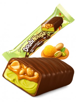 Chocolatina Dubai de Nugat de Pistacho Caramelo y Cacahuetes 40g.