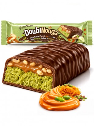 Chocolatina Dubai de Nugat de Pistacho Caramelo y Cacahuetes 50g.