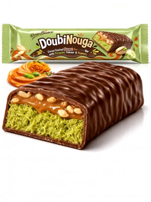 Chocolatina Dubai de Nugat de Pistacho Caramelo y Cacahuetes 50g.