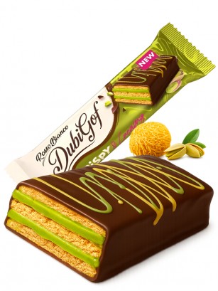 Chocolatina Waffer Dubai de Chocolate con Cobertura y Pistacho 36g.