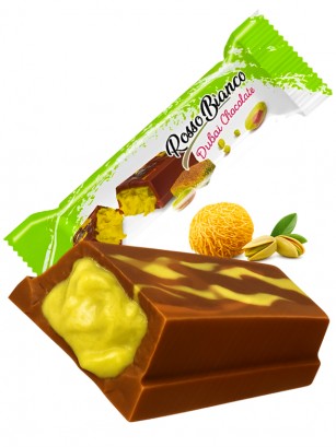 Chocolatina Dubai Marmoleada de Kataifi y Pistacho | Rosso Bianco 35g.