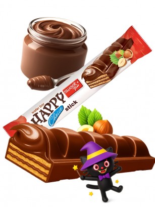 Chocolatina Waffer con Chocolate y relleno de Cacao con Avellana | Dairy Sweets 32g.