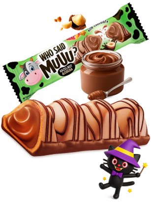 Chocolatina Waffer con Chocolate y relleno de Cacao con Avellana | Dairy Sweets 22g.