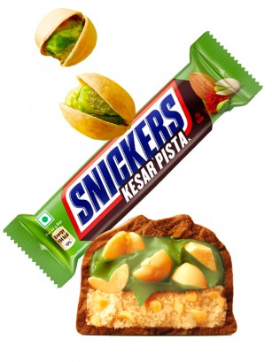Chocolatina Snickers de Azafrán y Crema Pistacho 42g.