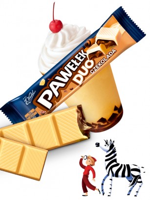 Chocolatina DUO Chocolate Blanco y Tofe | Premium Wedel Lotte 45 grs.