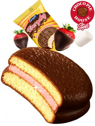 Galleta estilo Choco Pie de Marshmallow de Fresa | 1 Unidad.