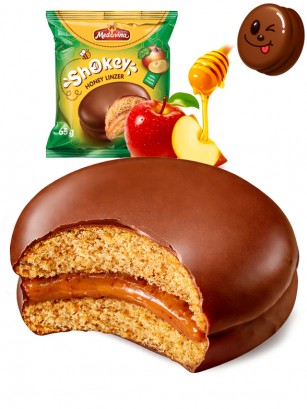 Choco pie Linzer de Miel, Chocolate y Manzana | Dairy Sweets 65g.