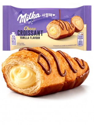 Cruasán de Crema Vainilla con Doble Chocolate Milka 50g.