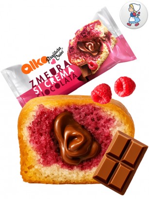 Bizcocho con Frambuesa y relleno de Chocolate | Dairy Sweets 55g.
