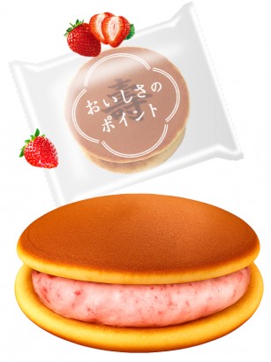 Mini Dorayaki de Crema de Azuki Blanco y Fresas | Unidad 22 grs.