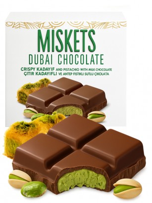 Chocolate Dubai de Kataifi y Crema de Pistacho 100g.