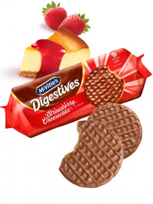 Galletas Digestives de Chocolate | Sabor Tarta de Queso y Fresas 243 grs.